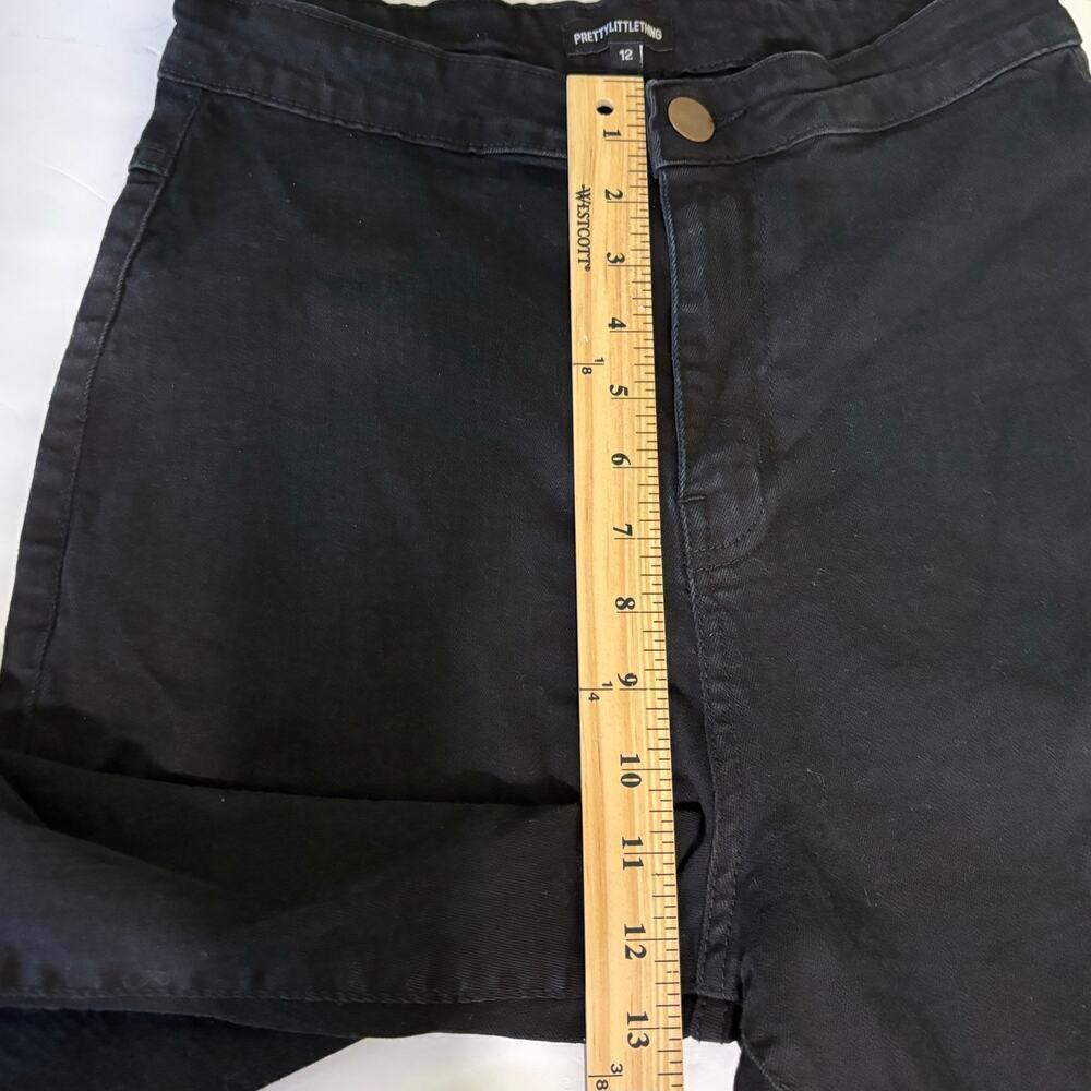 Pretty Little Thing Flare Jeans Size 8 Black High Rise Split Leg Stretch Denim - Picture 9 of 11
